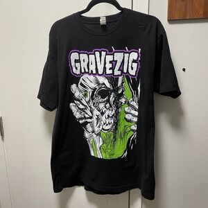Tultex Gravezig Autographed Band Graphic Shirt XL Black Skull